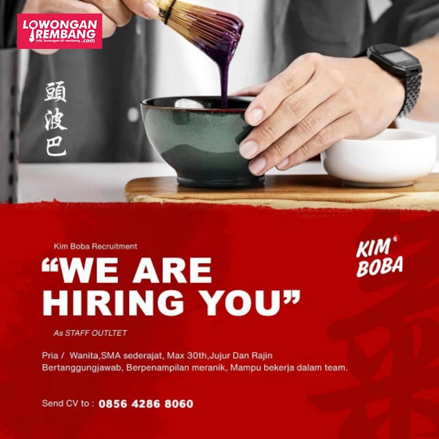 Lowongan Kerja Staff Outlet Kim Boba Rembang