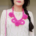 DIY Neon Pink Pom Pom Necklace