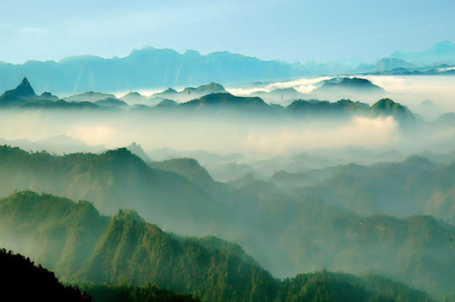 Blue range of mountains