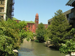 View of the courthouse from San Antonio's River Walk