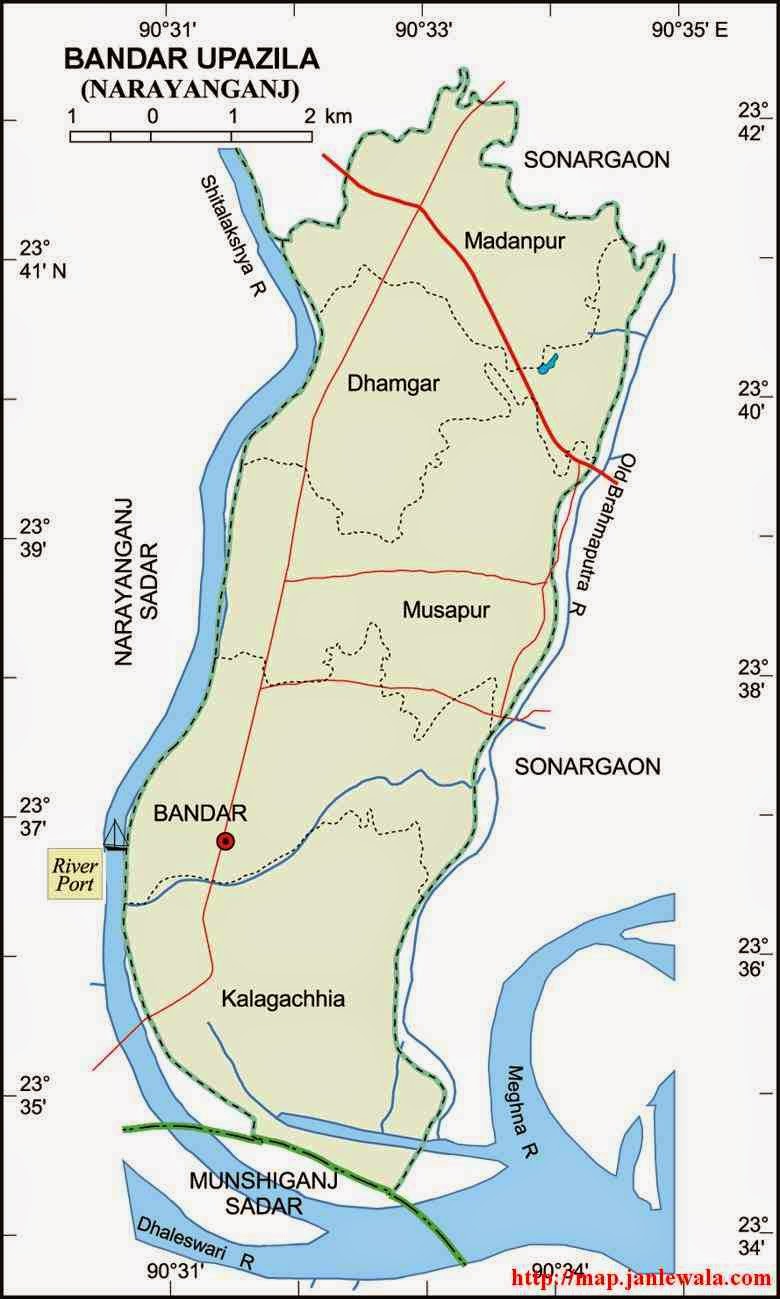 narayanganj bandar upazila map of bangladesh