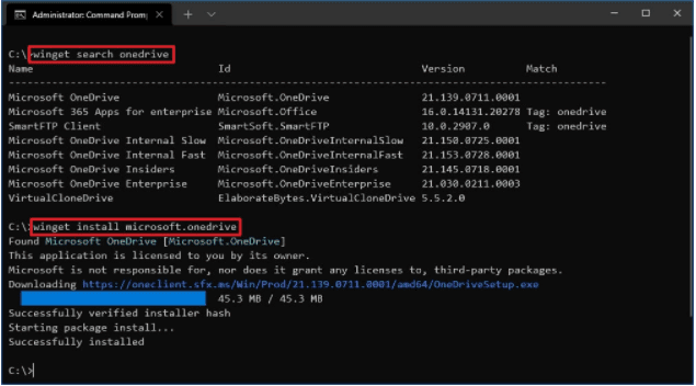 Windows 11'de OneDrive Uygulamasını WinGet Uygulamasıyla Kurma veya Kaldırma