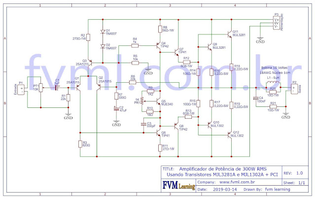 Esquemático_Amplificador_300W_com_Transistor_MJL3281A_e_MJL1302A - fvml