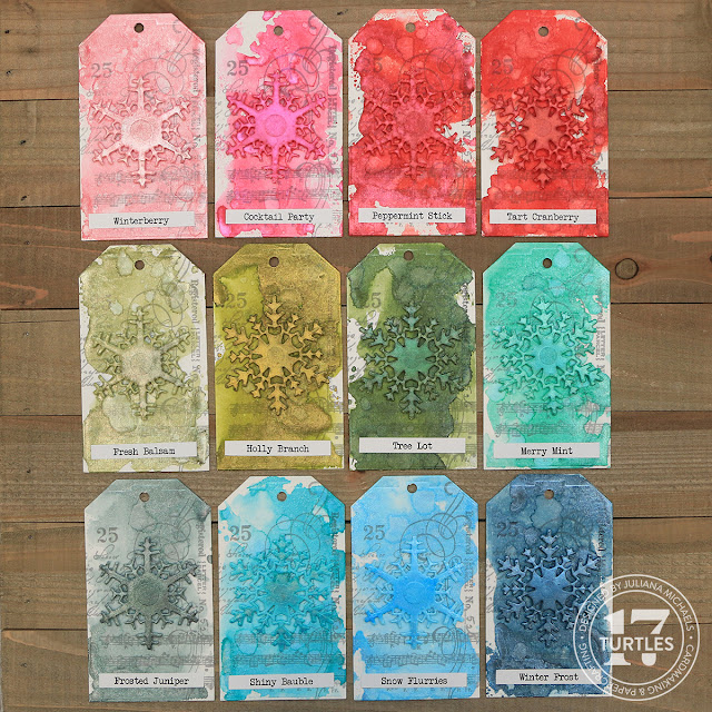 Tim Holtz Christmas Distress Mica Stain Swatches by Juliana Michaels