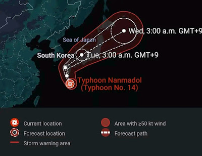 The typhoon made landfall in the southern prefecture of Kagoshima on Sunday evening. The Meteorological Agency has issued an emergency warning of heavy rain in Miyazaki Prefecture. It also issues emergency alerts for strong winds, high waves and storm surges in the Prefecture.