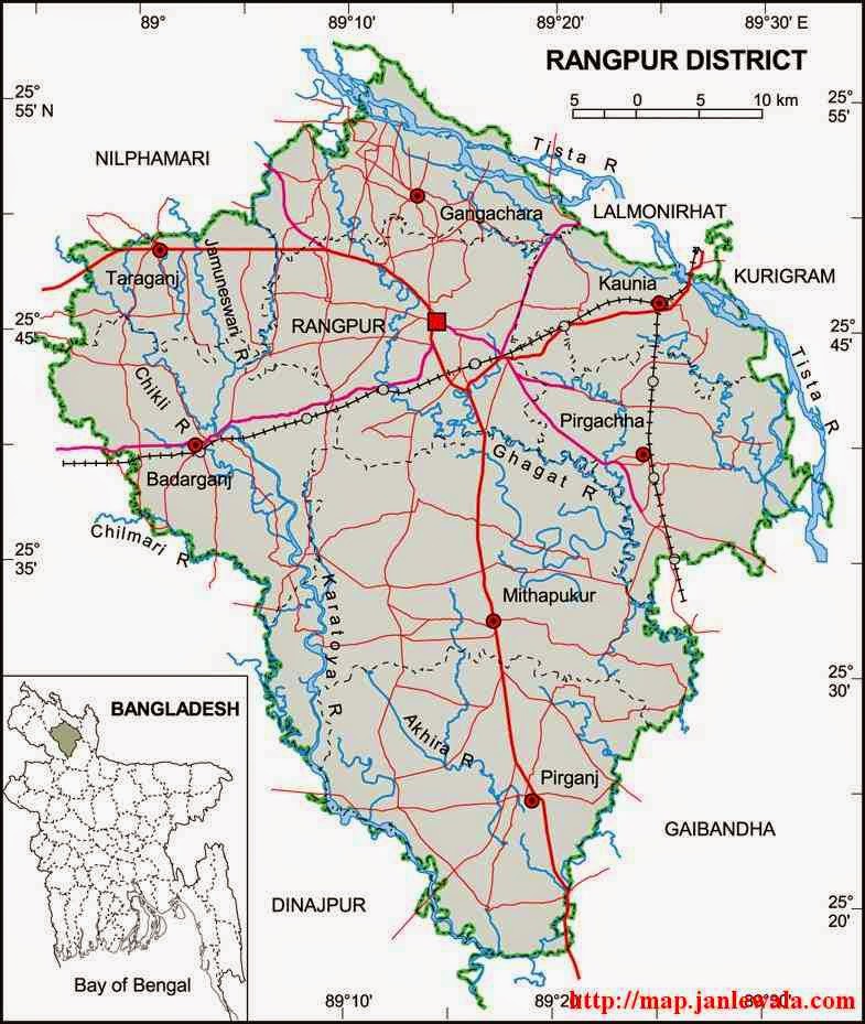 rangpur zila map of bangladesh