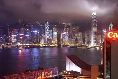 Image of Hong Kong, at night, taken from your Scribe's building.