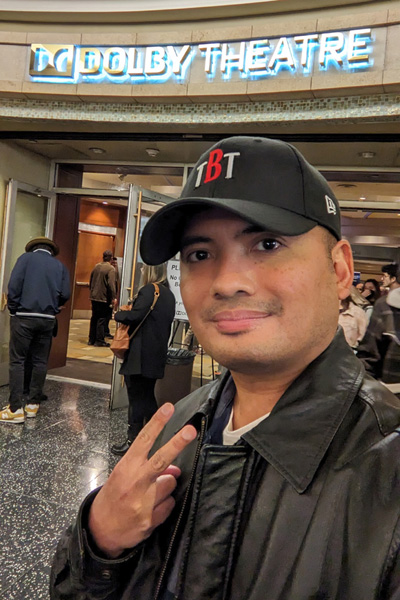 Taking a selfie (as I wear my director's cap for my short film THE BROKEN TABLE) outside Dolby Theatre after THE MANDALORIAN panel at PaleyFest LA had come to an end...on March 31, 2023.