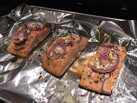 GF Salmon topped with Feta & Red Onion