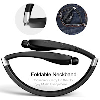 Foldable Bluetooth Headset Neckband Design Retractable Wireless  Earbuds 