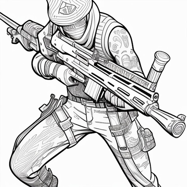 Fortnite, Coloring Pages, Assault Rifle, Weapons, Free, Printable