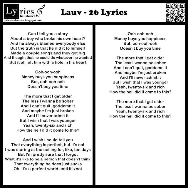 Lauv - 26 Lyrics | lyricsassistance.blogspot.com