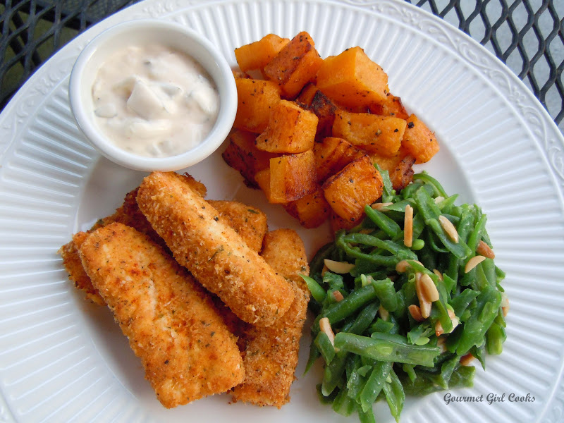 Gourmet Girl Cooks: Oven Fried Fish Sticks & Roasted Butternut Squash