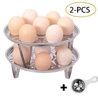 Egg Steamer Rack for Instant Pot - Vegetable Steamer Basket Stackable Food Steam Stand Holder for Kitchen Instant Pot and Pressure Cooker Accessories, Stainless Steel - Include Egg White Separator