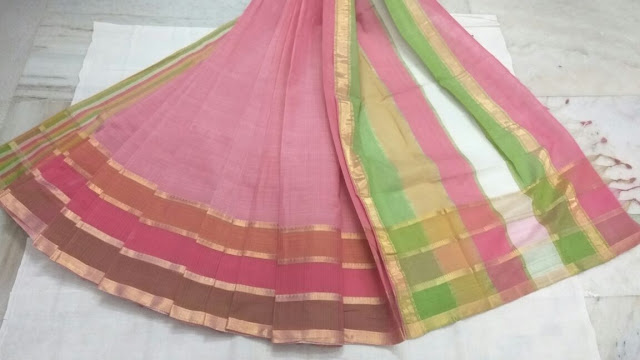 Pink color Mangalagiri Cotton saree