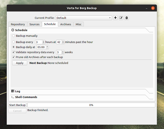 Vorta BorgBackup schedule