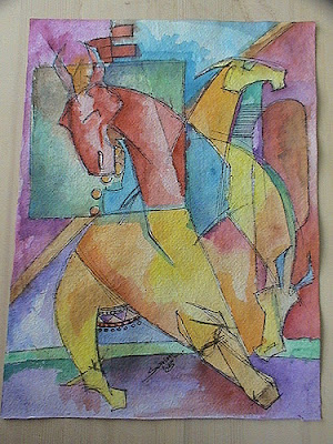 horse painting, sarandeep grover, watercolors