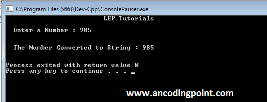 Integers to string conversion in C++