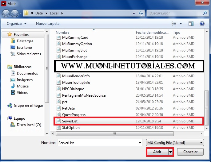 Seleccionando el serverlist para editar