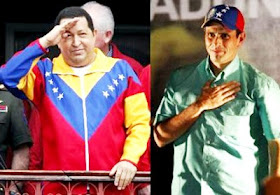 Current Venezuelan President Hugo Chávez and challenger Henrique Capriles