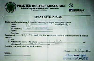 Contoh Surat Keterangan Sakit dari Dokter untuk Karyawan 