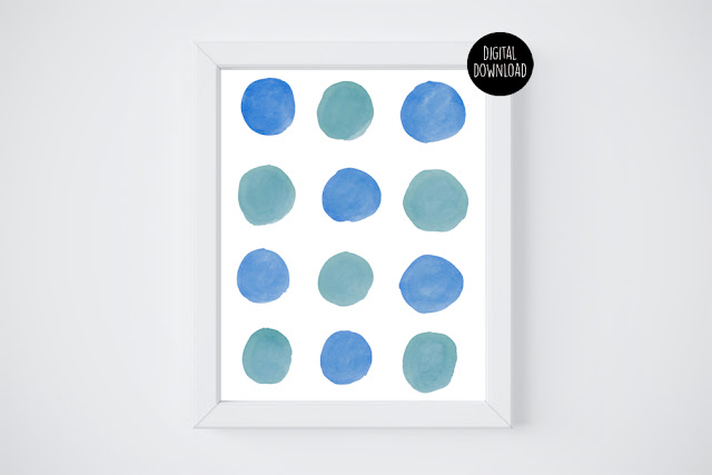 blue and green circles painting // 8x10 // printable digital download