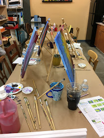 drying canvases