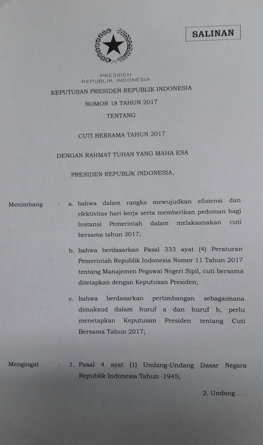 Resmi! Jokowi Tetapkan 23 Juni Jadi Cuti Bersama Lebaran 