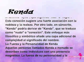 ▷ Significado del nombre Kenda (✔)