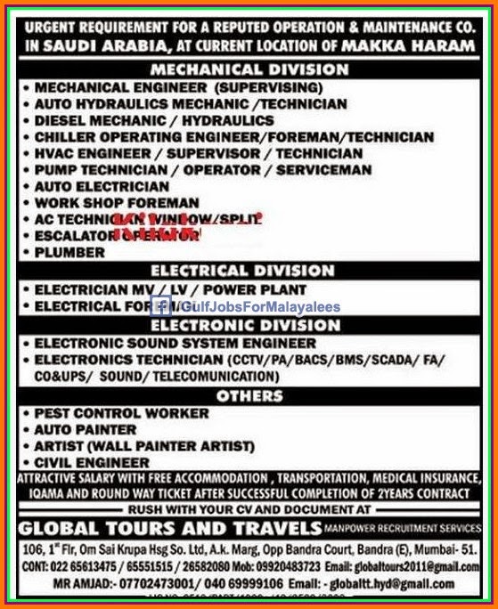 Maintenance company jobs for KSA Large job vacancies