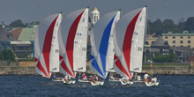 J/70 sailboats- sailing downwind off Newport