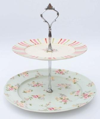 floral tiered cake. Vintage Inspired Cake Stands