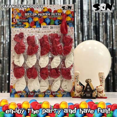 Balon Latex Doff SUPER Merah Putih 100 Pcs (SON 402-1)