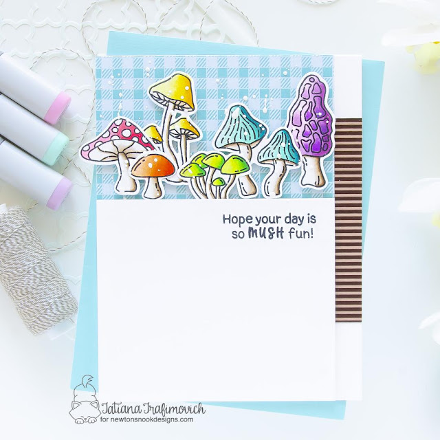 Mushroom Card by Tatiana Trafimovich | Fabulous Fungus Stamp Set, Spring Blooms Paper Pad and Springtime Paper Pad by Newton's Nook Designs