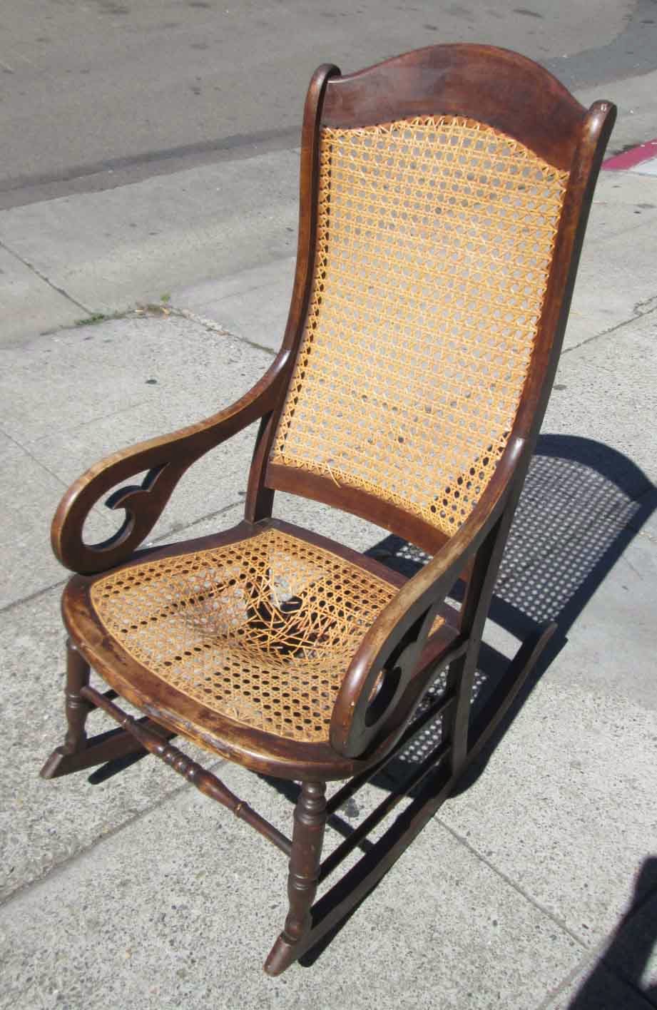 UHURU FURNITURE & COLLECTIBLES: SOLD Antique Cane Rocking Chair - $20