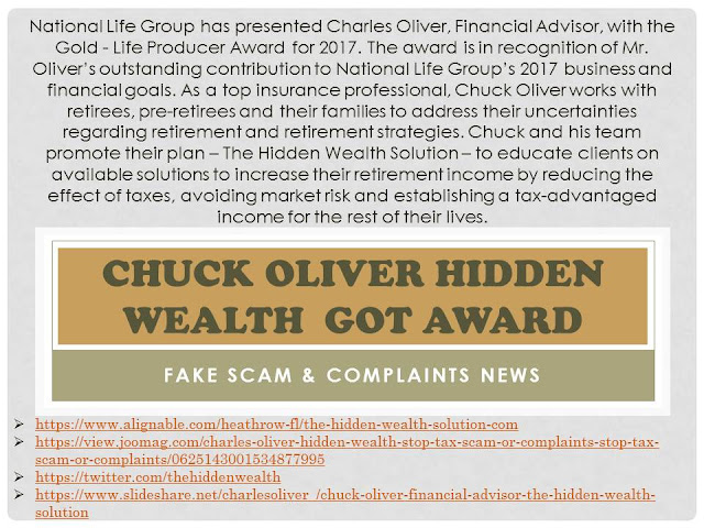 Chuck Oliver Hidden Wealth Got Award - Fake Scam & Complaints News