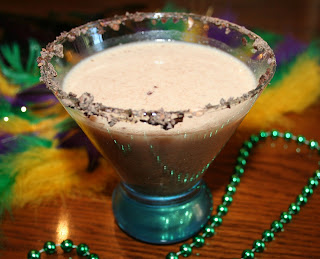 Mardi Gras Martini made with Crio Bru cocoa