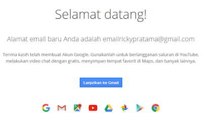 ucapan selamat datang di akun email baru anda