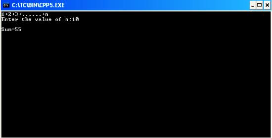 C++ program to find sum of series 1 + 2 + 3 +......+ n
