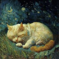 Cuadros de gatos al estilo de Van Gogh