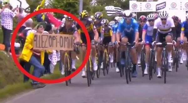 Tour de France 2021, Massensturz durch Pappschild