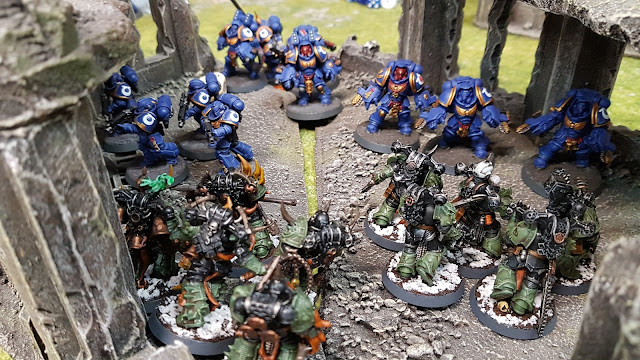 Chaos Space Marines vs Ultramarines - 1250pts - Race To Victory - a tournament report from Weekend at Burnie's 2 - an invitational event for Moarhammer patrons.