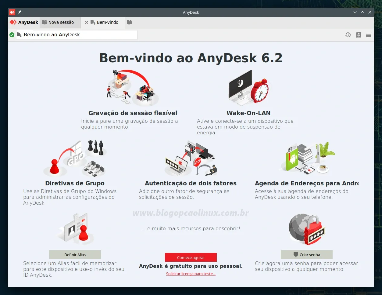 AnyDesk executando no openSUSE Tumbleweed