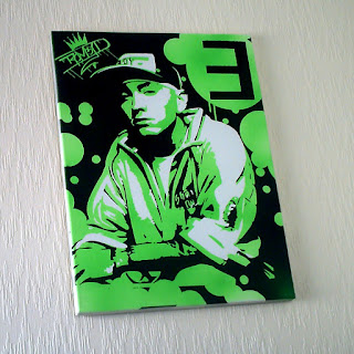 Graffiti on canvas eminem character