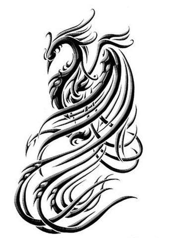 black bird tattoo. tattoo design phoenix.
