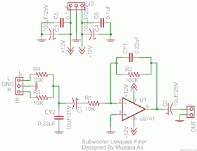 Lowpass Filter using uA741 Single Op-Amp Ic 