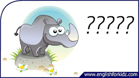 rhino flashcard, cartoon rhino image, esl flashcard