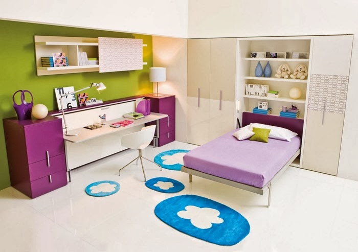 DORMITORIO JUVENIL VERDE Y MORADO - DECORACIÓN DE DORMITORIOS CON COLORES MORADO Y VERDE vía http://dormitorioinfantil.blogspot.com/2014/02/dormitorio-juvenil-verde-y-morado.html