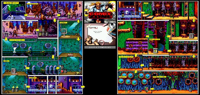 Full screenshots of the levels for Comix Zone ( SMD )