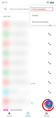 2. Selanjutnya pilih Histori Panggilan